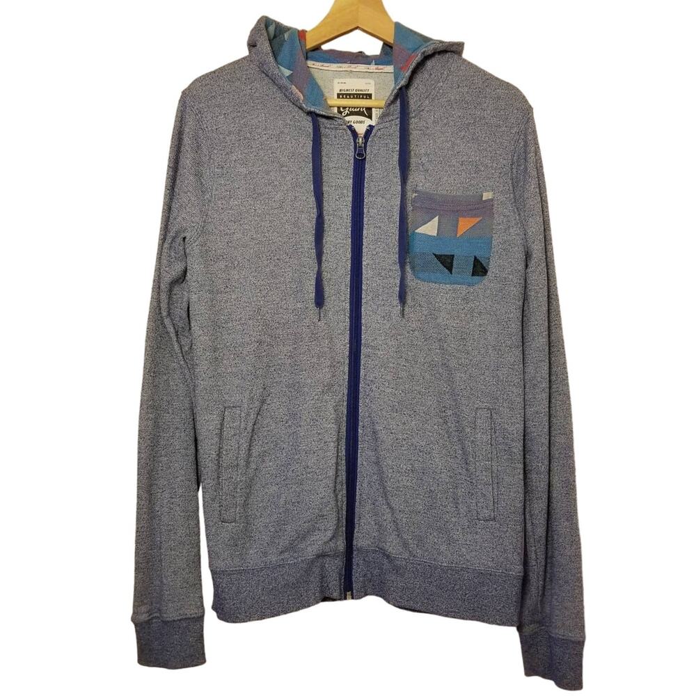 Beautiful Giant Full Zip Hoodie Size S Blue Heather Triangle Print Gorpcore Work